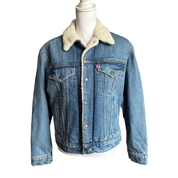Levi’s Original Ex-Boyfriend Trucker Sherpa Jean Jackets Size Small - Picture 3 of 17